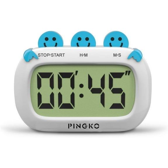 PINGKO Digital Kitchen Timer Fashion Design Clock Cooking Timer with Big Digits,Large LCD Display, Loud Alarm, Magnetic Backing Stand ,Battery Included-Blue