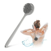 PINGKO Long-Handled Silicone Shower Brush - BPA-Free Silicone Body Scrubber for All Skin Types, Perfect Back Cleaning & Massage Shower - Ultimate Shower Scrubber for Men & Women grey