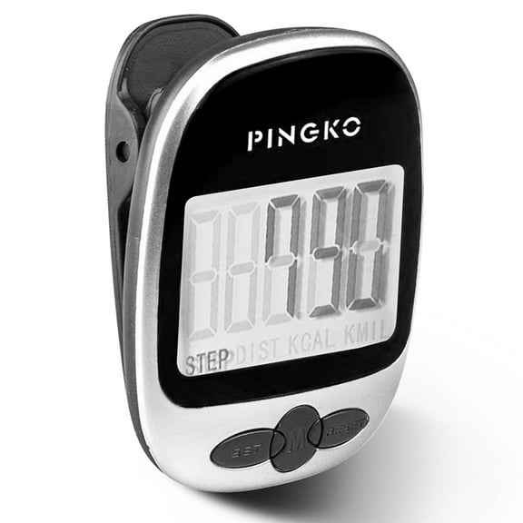 PINGKO Pedometer for Walking, Step Counter for Walking with Large Digital Display, Step Tracker for Men Women Kids Adults Seniors - Black