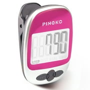 PINGKO Pedometer for Walking, Step Counter for Walking with Large Digital Display, Step Tracker for Men Women Kids Adults Seniors - Pink