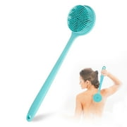 PINGKO Silicone Back Scrubber for Shower Bath Body Brush with Long Handle, BPA-Free, Hypoallergenic, Eco-Friendly for All Skin Back Cleaning Wash for Men WomenBlue