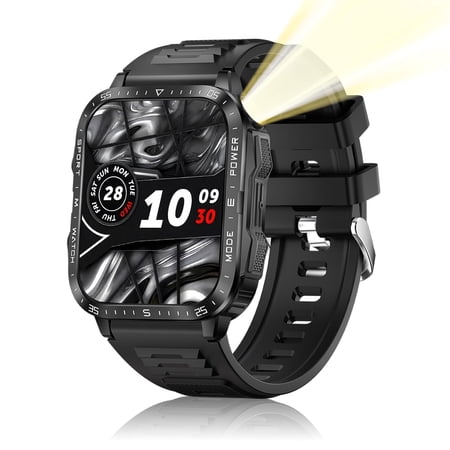 PINGKO Sports Smart Watch for Men Women Answer & Make Calls - Waterproof Fitness Watch with Flashlight - Outdoor Activity Trackers with Step Counter - Smartwatch for Android iOS