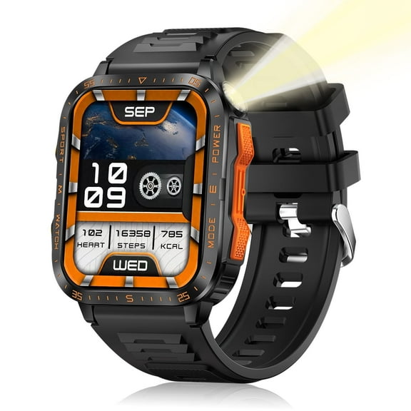 PINGKO Sports Smart Watch for Men Women Answer & Make Calls - Waterproof Fitness Watch with Flashlight - Outdoor Activity Trackers with Step Counter - Smartwatch for Android iOS