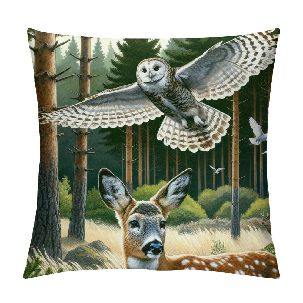 PINGXIXI Cute Deer Hedgehog Pillow Cover Cheetah Owl Cartoon Wild
