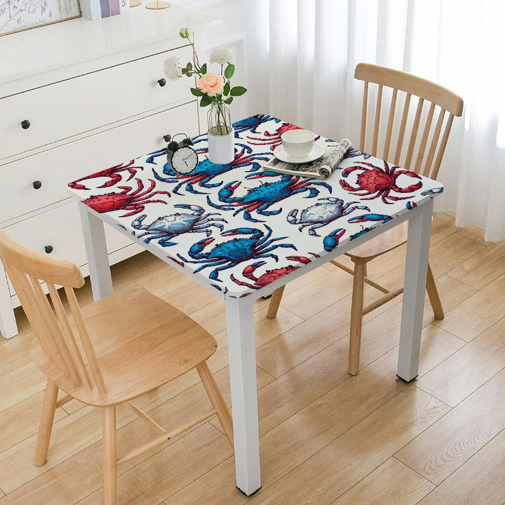 PINGXIXI Table Cover Square, Sea Animals Theme on The White Background Square Dining Table Cover ...