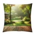thumbnail image 1 of PINGXIXI Throw Pillow Cover Empty Wooden Foliage Outside Park Backdrop Blurred Nature Display Spring Textures Comfortable Linen Decorative Cushion Pillowcase for Chair, 1 of 5