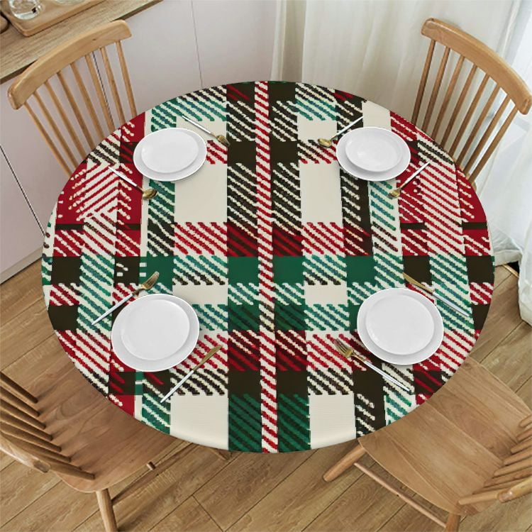 PINGXIXI Vinyl Table Cover Elastic Edged Christmas Tablecloths Heavy