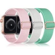 PINHEN 3 Pack Stretchy Nylon Solo Loop Band Compatible with Apple Watch Band 41mm 40mm 38mm, Soft Nylon Elastic Braided Wristband for iWatch Series 9 8 7 6 5 4 3 2 1 Ultra SE Women