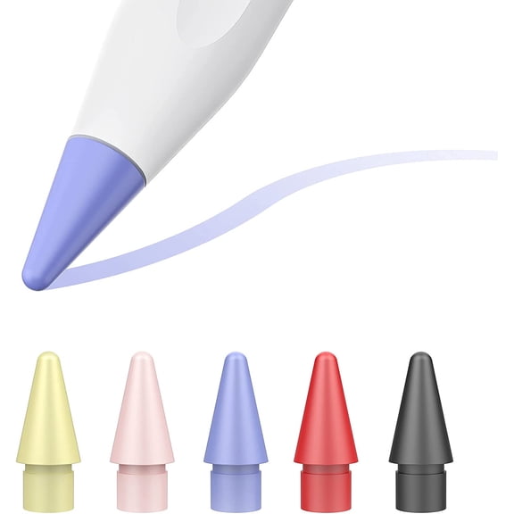 PINHEN 5 Pack Tips for Apple Pencil 1st/2nd Generation/USB-C, No Wear Out Precise Control Apple Pencil Replacement Tips Nibs iPencil Tips for iPad Pro/Air/Mini Pencil, Multi Color