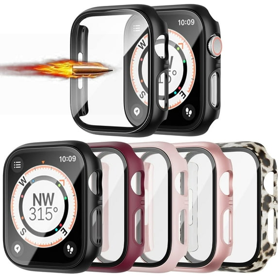PINHEN 6 Pack for 2022 Apple Watch SE Series 6/5/4 40mm Case with Tempered Glass Screen Protector,Slim Guard Bumper Full Coverage Hard PC Protective Cover HD Ultra-Thin Cover for iWatch 40mm Accessori