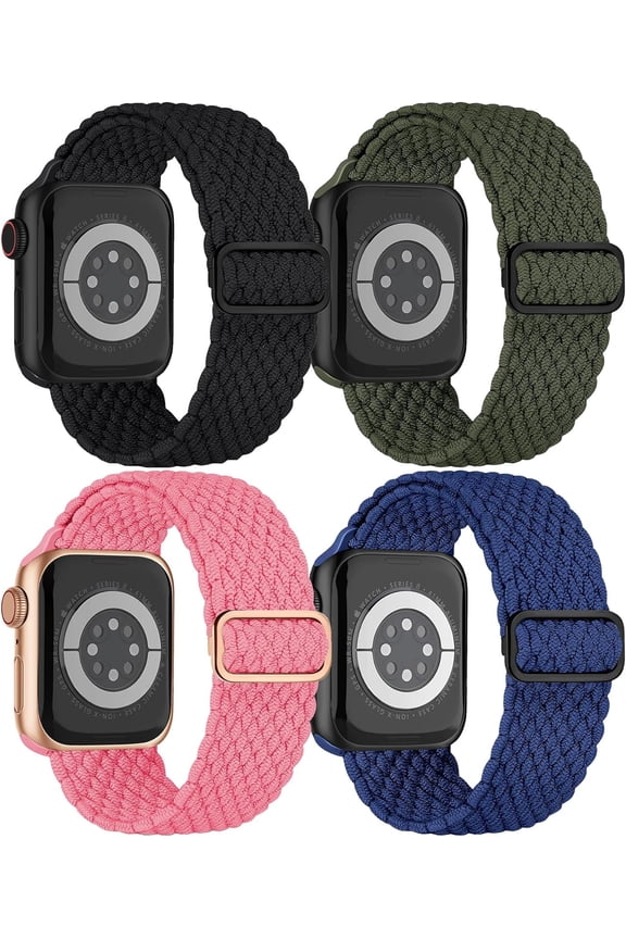 Braided Solo Loop for Apple Watch Band 40mm 44mm 45mm 41mm iWatch Bands Ultra/Ultra 2 49mm 38mm 42mm Women Men, Stretchy Nylon Bands Sport Loop Fabric Strap for Apple Watch Series 9 8 7 6 5 4 3