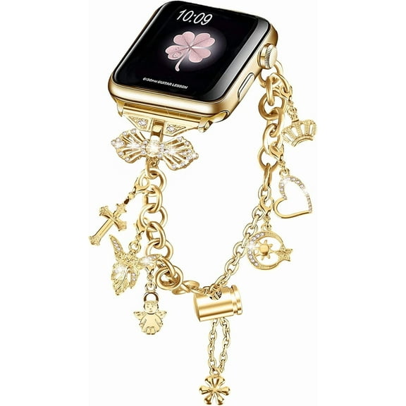 PINHEN Compatible with Apple Watch Ultra Band 42mm 44mm 45mm 49mm Series 9 8 7 6 5 4 3 2 1 Smartwatch Wistband Bracelet Strap Lucky Clover Bracelet for Women