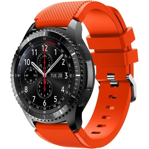 PINHEN Compatible with Samsung Galaxy Watch 46mm Bands/Gear S3 Frontier Classic Watch Band, 22mm Soft Silicone Band Replacement Wrist Straps for Galaxy Watch 3 Bands 45mm, Orange