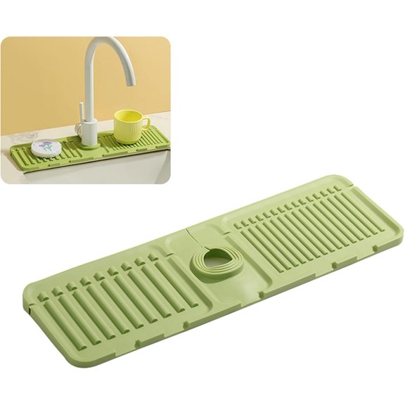 PINHEN Faucet Mat for Kitchen Sink - Upgraded Premium Silicone Splash Guard with Fast Drying Properties, Protective Sink Tray Ideal for Stone Sinks in Kitchen & Bathroom
