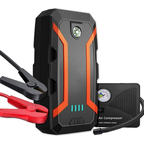 PINHEN Jump Starter Portable with Air Compressor for 8.0L Gas/5.0L Diesel, 12V/1500A Auto Jump Box Car Battery Charger + 150PSI Air Inflator Pack, USB Quick Charge Type-C & LED Light & Compass