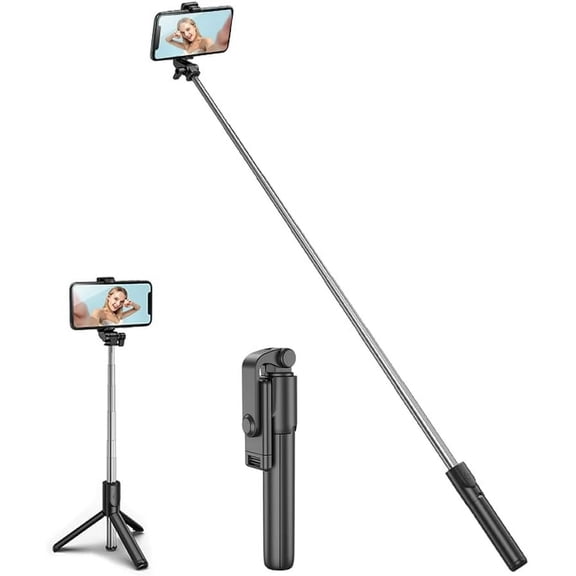 PINHEN Selfie Stick, Extendable Selfie Stick Tripod with Wireless Remote and Flexible Tripod Stand Group Selfies, Live Streaming, Video Recording Compatible with All Cellphones, Black