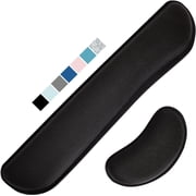 PINHEN Silky Gel Memory Foam Wrist Rest for Computer Keyboard, Mouse, Ergonomic Design for Typing Pain Relief, Desk Pads Support Hand, Arm, Mousepad Rests, Stain Resistant, 2 Piece Pad