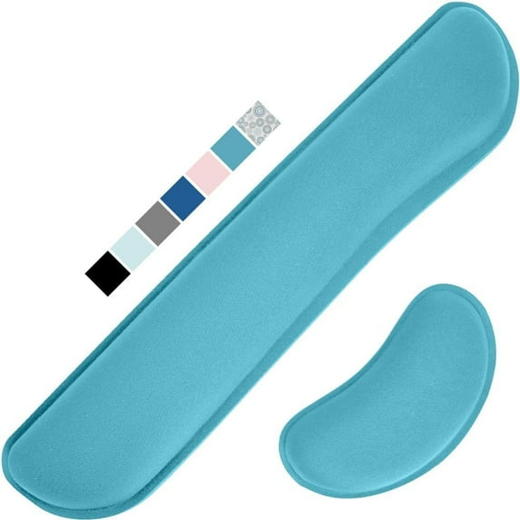 PINHEN Silky Gel Memory Foam Wrist Rest for Computer Keyboard, Mouse, Ergonomic Design for Typing Pain Relief, Desk Pads Support Hand, Arm, Mousepad Rests, Stain Resistant, 2 Piece Pad