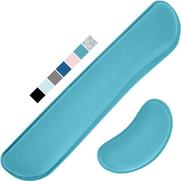 PINHEN Silky Gel Memory Foam Wrist Rest for Computer Keyboard, Mouse, Ergonomic Design for Typing Pain Relief, Desk Pads Support Hand, Arm, Mousepad Rests, Stain Resistant, 2 Piece Pad