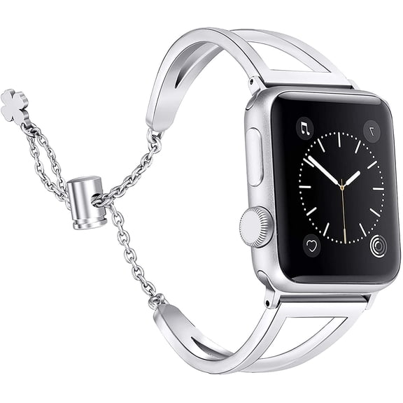 PINHEN Stainless Steel Bands Compatible with Apple Watch Bands 42mm 44mm 45mm 49mm iWatch Series 9/8/7/6/5/4/3/2/1/SE, Dressy Metal Bangle Bracelet Women