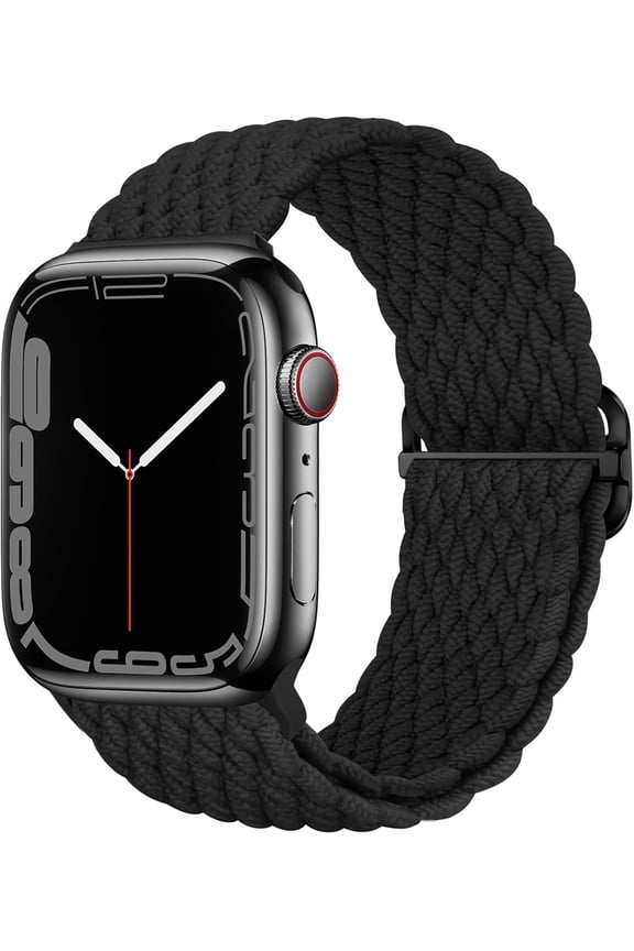 Stretchy Solo Loop Compatible with Apple Watch Band 49mm 46mm 45mm 44mm 42mm 41mm 40m 38mm for Women Men, Sport Breathable Nylon Braided Wristband for iWatch Series 10 9 8 7 6 SE 5 4 3 Ultra 2