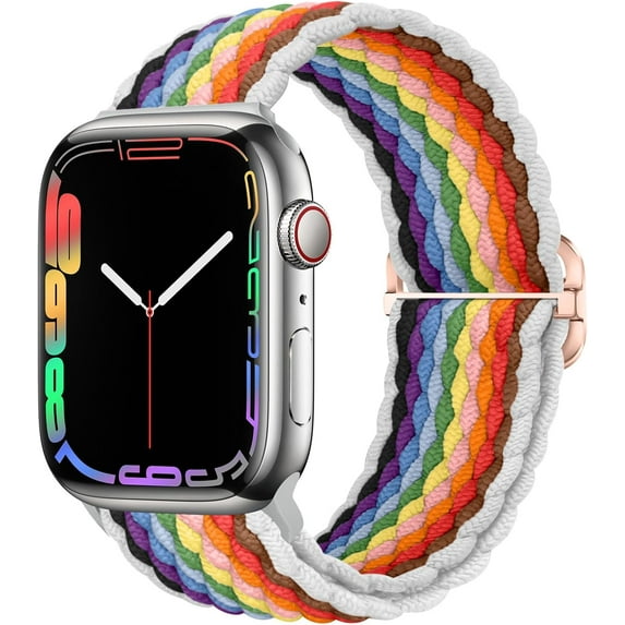 PINHEN Stretchy Solo Loop Compatible with Apple Watch Band 49mm 46mm 45mm 44mm 42mm 41mm 40m 38mm for Women Men, Sport Breathable Nylon Braided Wristband for iWatch Series 10 9 8 7 6 SE 5 4 3 Ultra 2