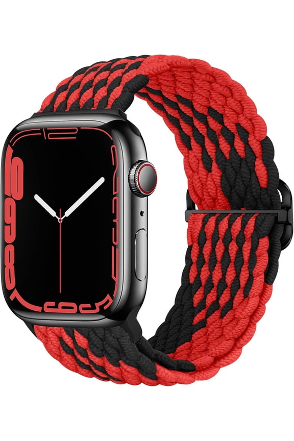 Stretchy Solo Loop Compatible with Apple Watch Band 49mm 46mm 45mm 44mm 42mm 41mm 40m 38mm for Women Men, Sport Breathable Nylon Braided Wristband for iWatch Series 10 9 8 7 6 SE 5 4 3 Ultra 2