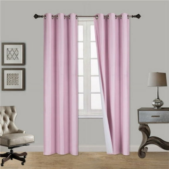 PINK 1-Piece Noa Solid Blackout Grommet-Top Window Curtain Panel 37" W x 95" L