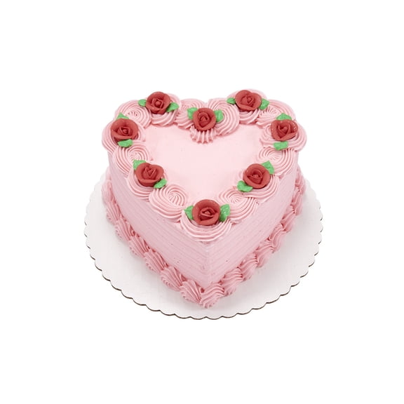 PINK AND RED ROSES HEART CAKE