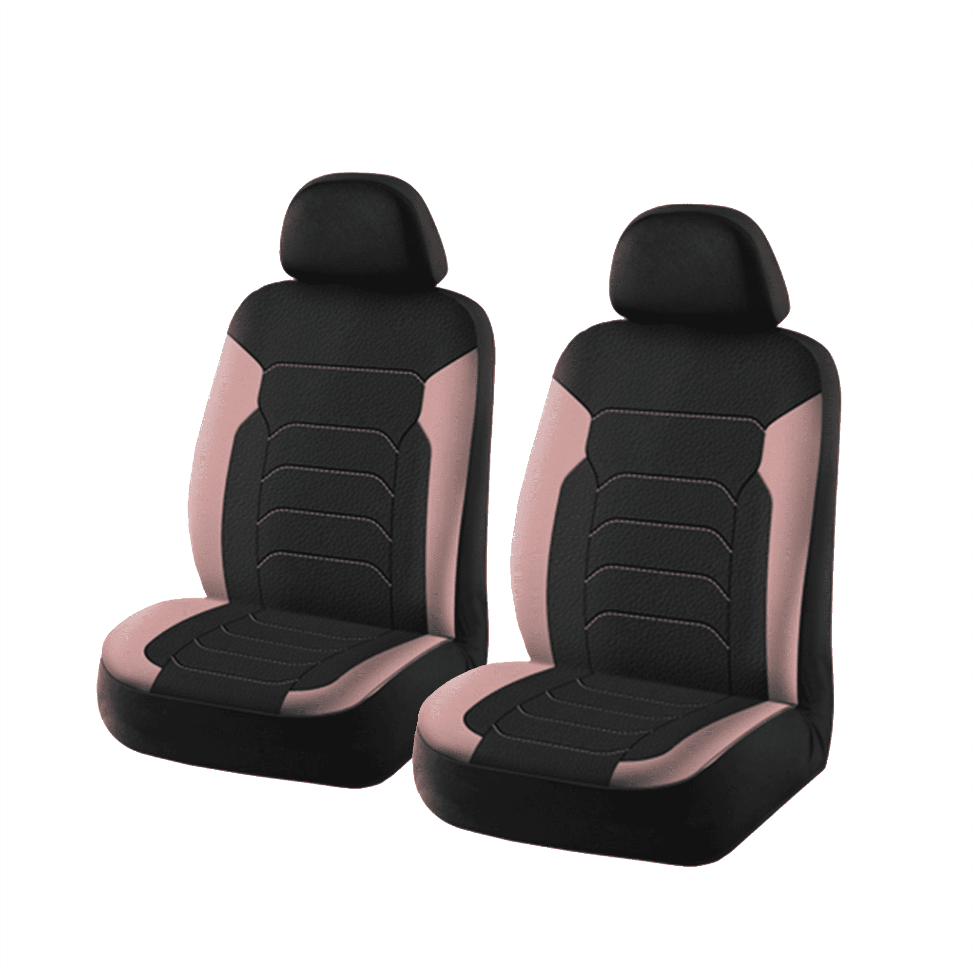 Auto Drive Faux Leather Seat Cover, 2-Piece, Pink Black Two-Tone