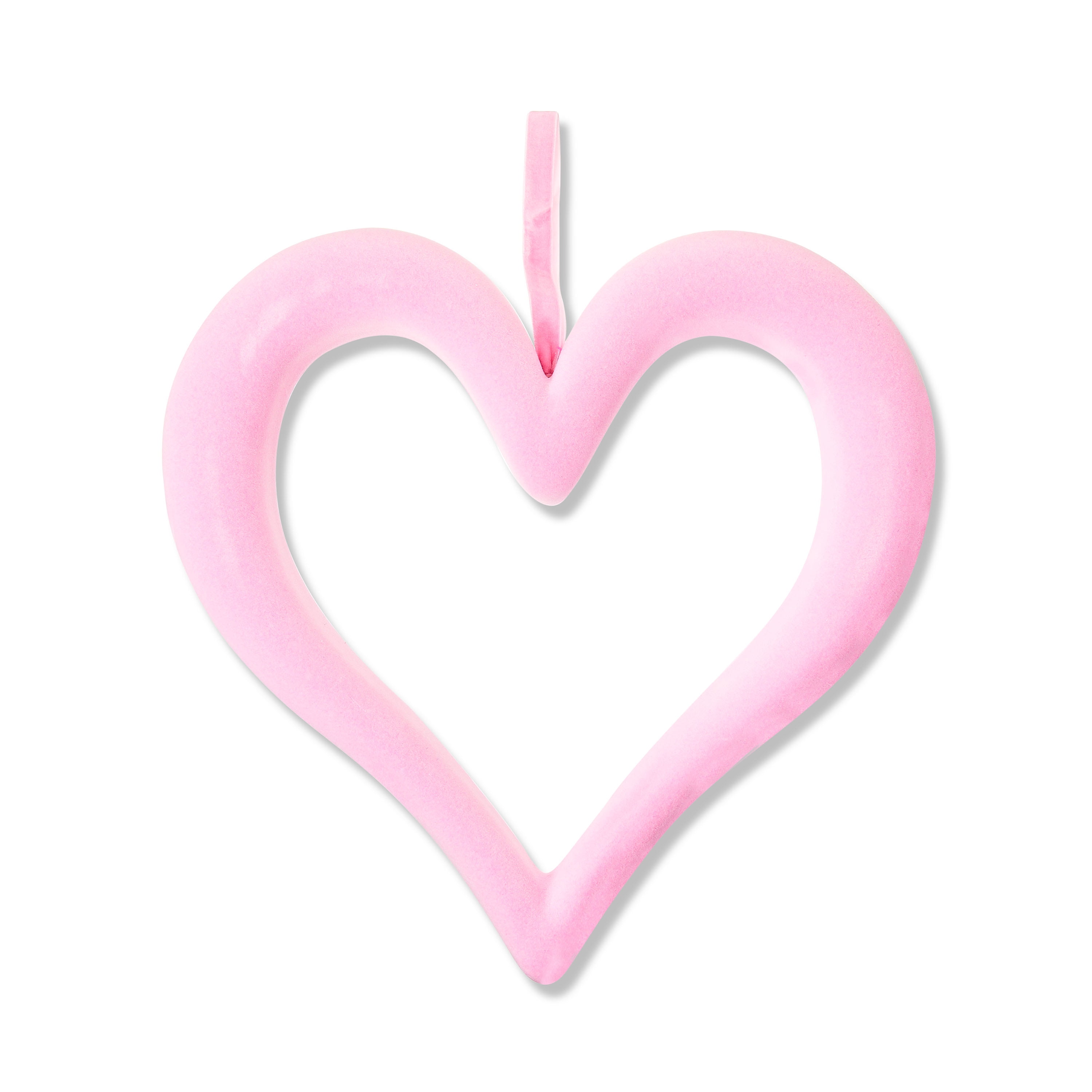 Valentine's Day Pink Flocked Heart Wreath, 17.5 in, by Way To Celebrate