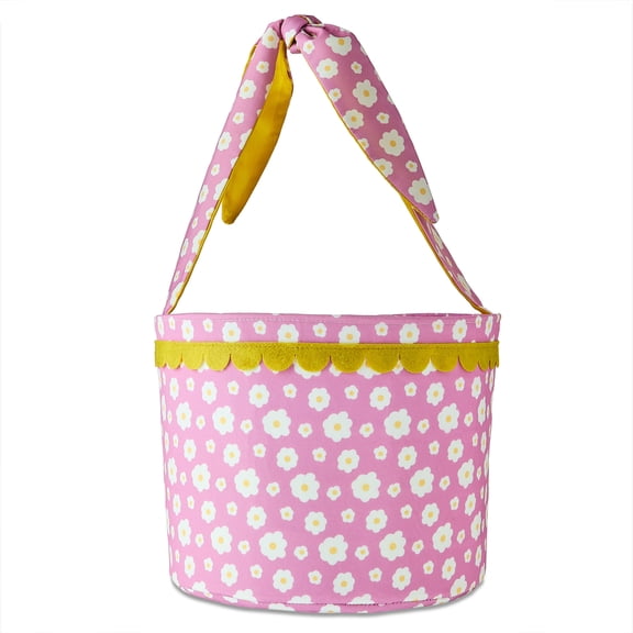 Floral Fabric Basket, Pink and White, 8" x 11", Easter by Way To Celebrate