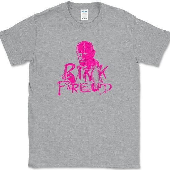 PINK FREUD T-Shirt Funny Floyd Sigmund Psychology Humor Novelty Tee - Heather Grey, XL