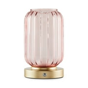 Mainstays by Becky G. & Alejandra 8.5" Rechargeable Mimosa Pink Ribbed Glass Uplight, Gold Metal Base
