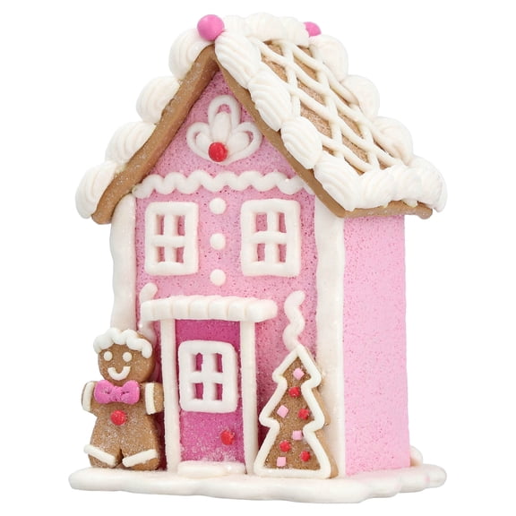 Clay Dough Gingerbread House Christmas Decoration, Pink and White, 5", by Holiday Time