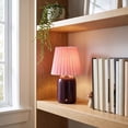 thumbnail image 1 of Mainstays 11 in Rechargeable LED Portable Table Lamp, Purple Base with Pink Linen Shade, Dimmable Touch Sensor, 1 of 5
