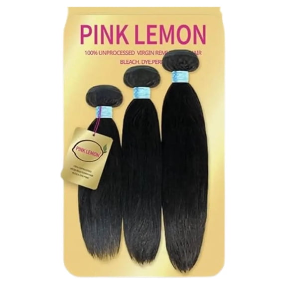 Pink Lemon 100% Unprocessed Virgin Remi Human Hair – Straight 3 Bundle Pack (15A Grade)