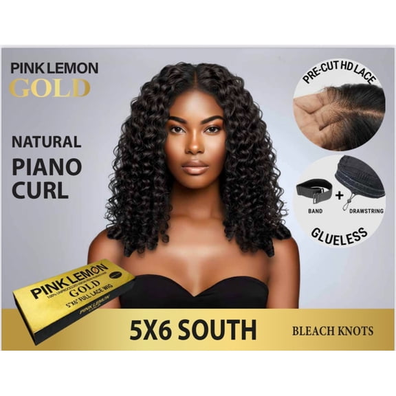 PINK LEMON - GOLD 100% UNPROCESSED VIRGIN REMI HUMAN 5X6 FULL LACE WIG SOUTH