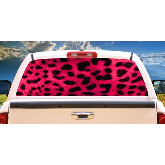 PINK LEOPARD Rear Window Graphic back truck decal suv view thru vinyl