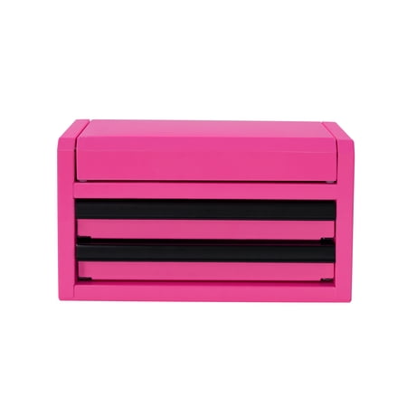 Hyper Tough Mini 10 in 2-Drawer Steel Toolbox, Pink