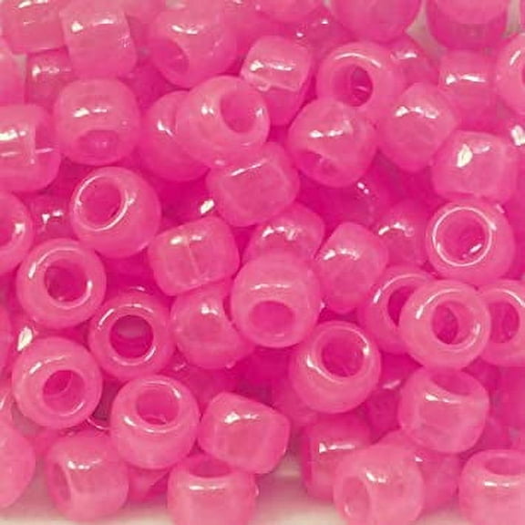 PINK NIGHTGLOW GLOW IN THE DARK CROW BEADS PONY BEADS