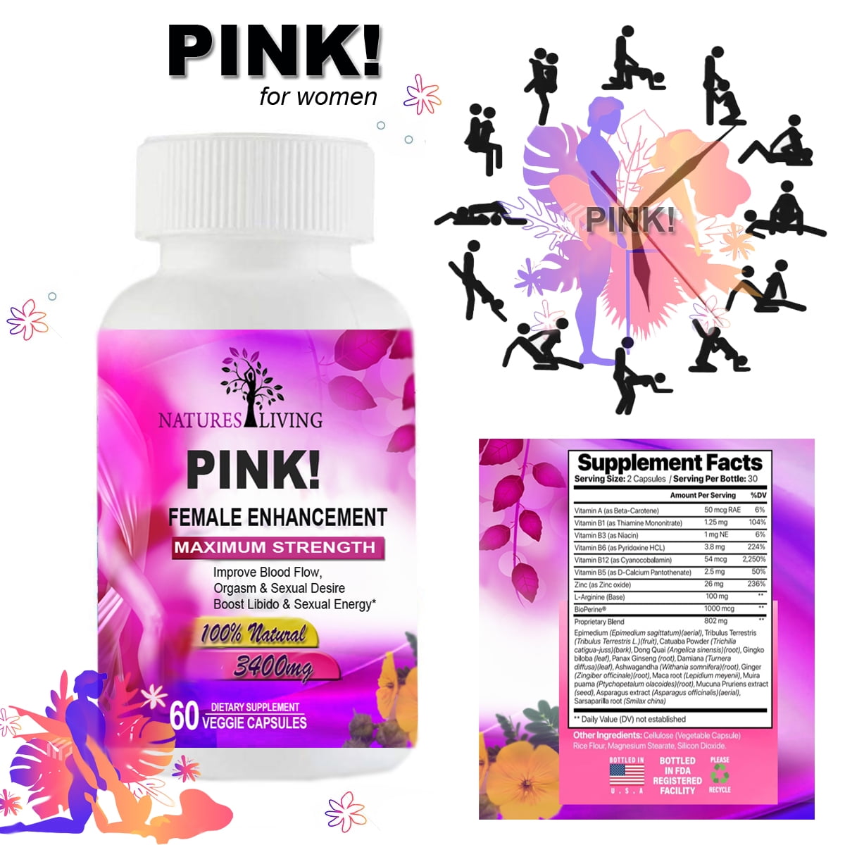 PINK! Pink Female Sensual Enhancement Supplement (1 Month Supply
