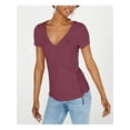 thumbnail image 1 of PINK ROSE Womens Burgundy Short Sleeve Crew Neck T-Shirt Juniors S, 1 of 2