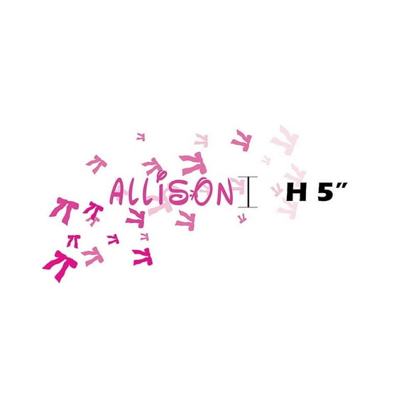 PINK Ribbon with Font2 h 5" Made-to-Order Baby Name/ Girl Name/ Boy Name with Airplane/ Butterfly/ Dragonfly/ Ribbon / Kid Room Nursery Wall Art dcor Decal Sticker