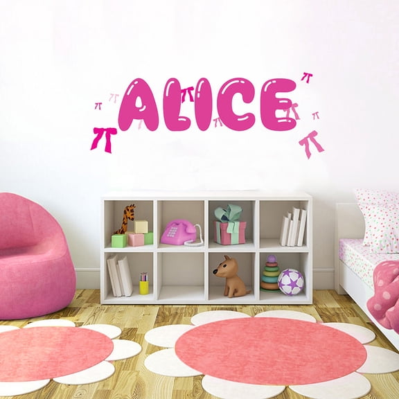 PINK Ribbon Font3 h12" Made-to-Order Baby Name Kid Room Nursery Wall Art Clear Vinyl décor Decal Sticker