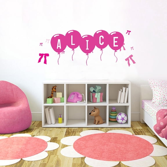 PINK Ribbon Font4 h12" Made-to-Order Baby Name Kid Room Nursery Wall Art Clear Vinyl dcor Decal Sticker