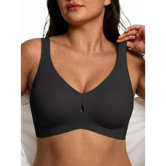 PINKSIR Women's Plus Size Bra Wireless Push Up Bra Seamless Support Bra Invisible Workout Bra for Daily Nude, 1X - 3X