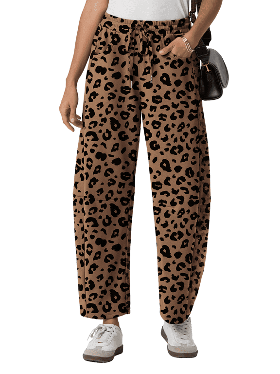 Women's Barrel Sweatpants High Waisted Wide Leg Lounge Pants with Drawstring and Pockets Baggy Casual Sweat Pants