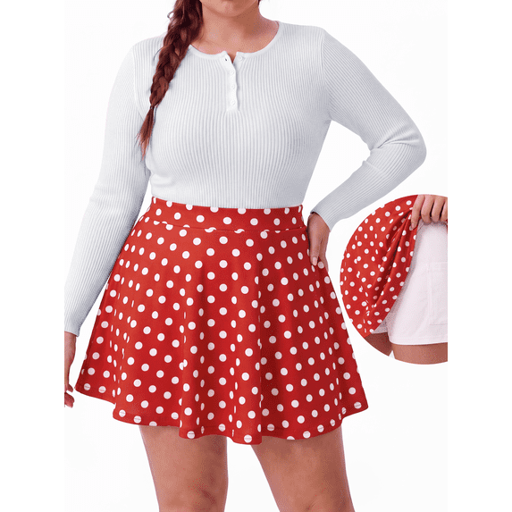 PINKSIR Women's Plus Size Lined Skater Skirt High Waisted A Line Mini Skirt with Pockets
