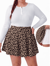 PINKSIR Women's Plus Size Lined Skater Skirt High Waisted A Line Mini Skirt with Pockets
